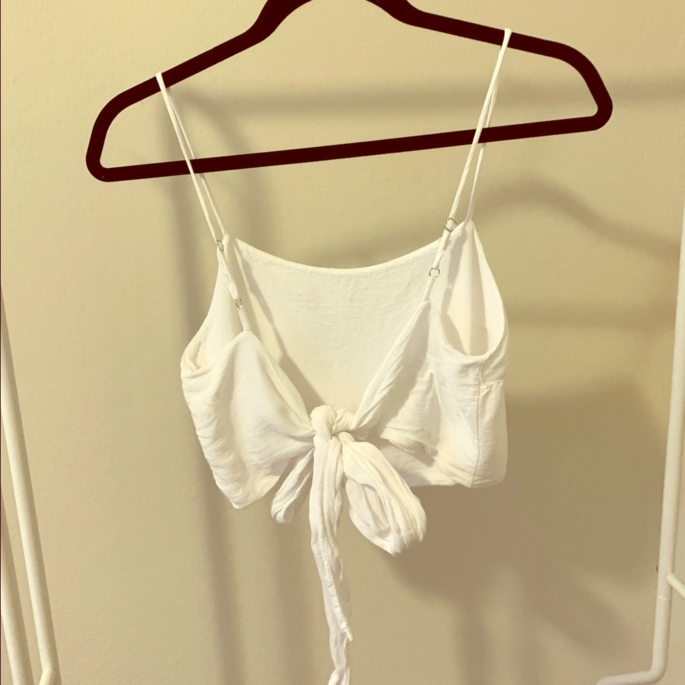 Brandy Melville White Tie Back Crop Top